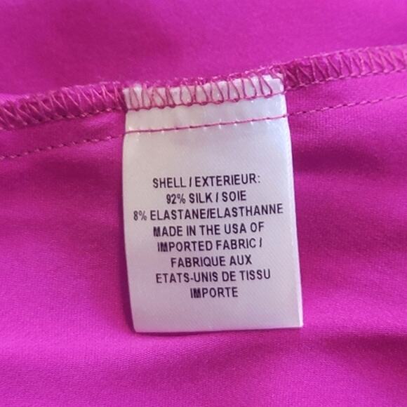 MILLY Silk Button Down Long Sleeve Fuchsia Pink Purple Blouse Size 10 - Picture 14 of 15